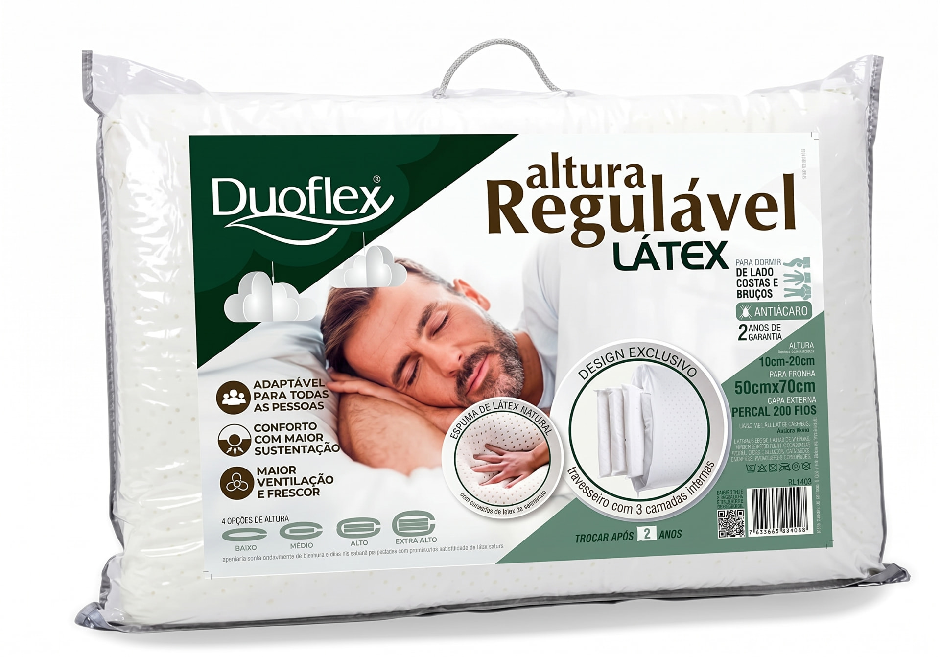 Travesseiro Altura Regulável Látex Duoflex